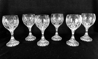 Massena By Baccarat Crystal 7 1/2 " Tall Water Goblets Or Wine Glasses Pristine