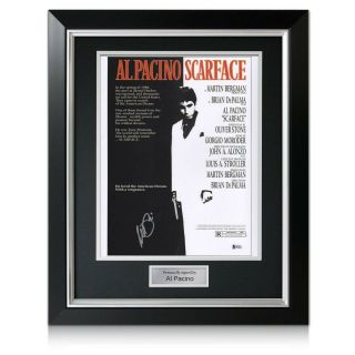 Al Pacino Signed Scarface Film Poster In Deluxe Frame.  Autographed Memorabilia