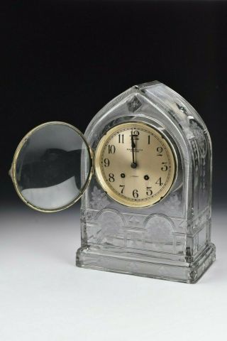 Rare Antique Chelsea Cut Crystal Mantel Clock Retailed by W W Wattles & Sons 3