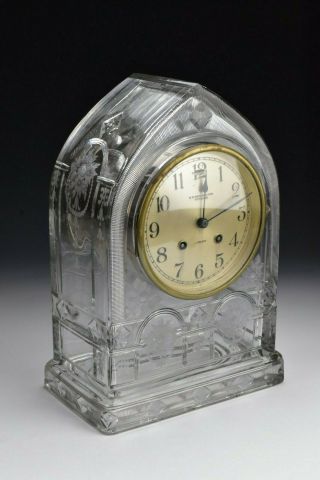 Rare Antique Chelsea Cut Crystal Mantel Clock Retailed by W W Wattles & Sons 4