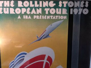 Vtg Rolling Stones Concert Poster European Tour 1970 Pasche Rock Music 10