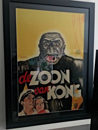 Rare Son Of Kong Dutch 1933 Linen Backed Framed One Sheet Movie Poster Armstrong