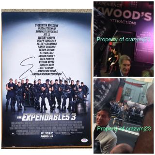 Harrison Ford & Sylvester Stallone Signed Expendables 3 Autograph Psa Loa