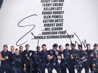 Harrison Ford & Sylvester Stallone Signed Expendables 3 Autograph PSA LOA 7
