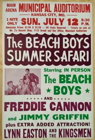 Vintage Beach Boys Summer Safari Poster (1964) - Large 17 " X 26 " Rare