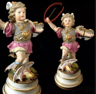 Rare Antique meissen porcelain L113 Cupid As A Hero Slaying A Dragon 12