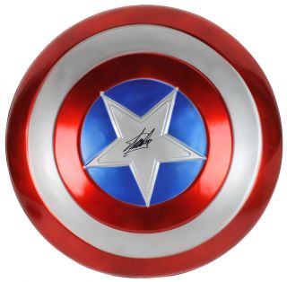 Stan Lee Signed Captain America Full Size Shield W/ Stan Lee Hologram & Psa/dna
