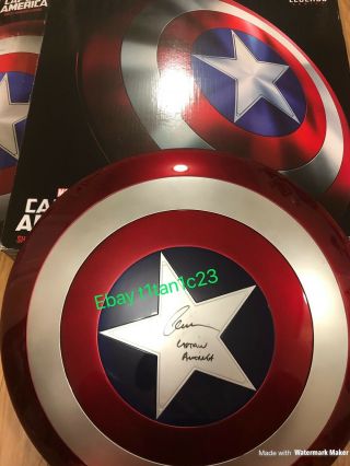 Chris Evans Signed Captain America Marvel Legends Shield Jsa Auto Rare