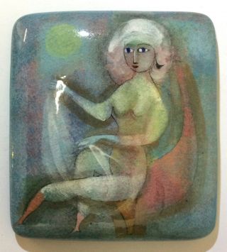 Vintage Polia Pillin Ceramic Box,  Nude,  Mid - Century Modern,  C.  1960s–70s