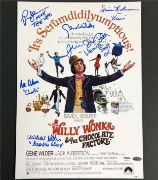 Gene Wilder,  Willy Wonka Kids Autograph Cast Signed Movie Poster Photo Psa