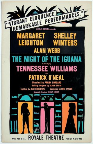Triton Offers Orig 1962 Tennessee Williams Poster Night Of The Iguana S.  Winters