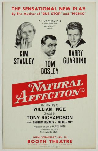 Triton Offers Orig 63 William Inge Broadway Poster Natural Affection Kim Stanley