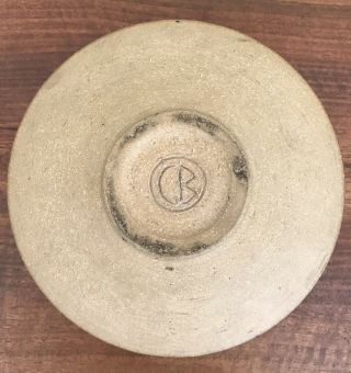 Clyde Burt signed Pedestal bowl earthenware Ceramic Pottery Mid Century MCM 4