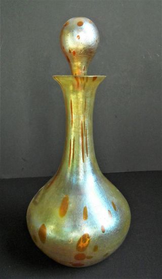 Antique LOETZ ASTRAA Candia Silberiris Iridescent Art Glass Decanter Bottle Vase 12