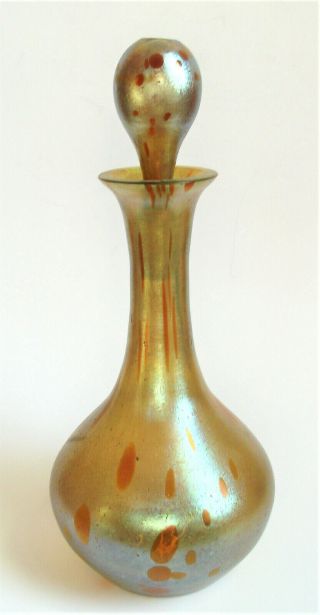 Antique Loetz Astraa Candia Silberiris Iridescent Art Glass Decanter Bottle Vase
