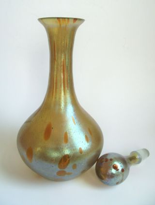 Antique LOETZ ASTRAA Candia Silberiris Iridescent Art Glass Decanter Bottle Vase 2
