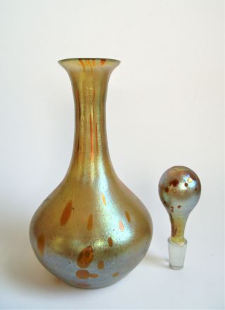Antique LOETZ ASTRAA Candia Silberiris Iridescent Art Glass Decanter Bottle Vase 4