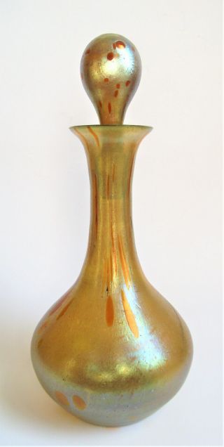 Antique LOETZ ASTRAA Candia Silberiris Iridescent Art Glass Decanter Bottle Vase 5