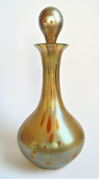 Antique LOETZ ASTRAA Candia Silberiris Iridescent Art Glass Decanter Bottle Vase 6