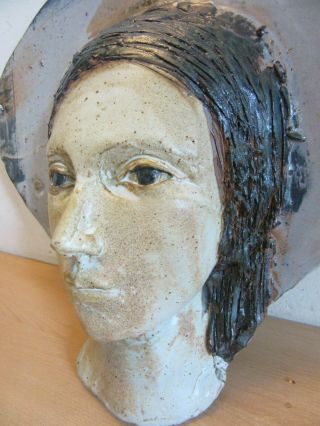 Vintage Mid Century Marco Celotti Studio Pottery Face Relief wall Sculpture 3