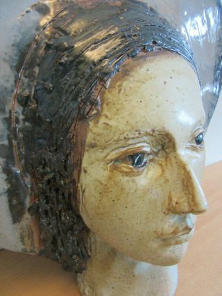 Vintage Mid Century Marco Celotti Studio Pottery Face Relief wall Sculpture 5