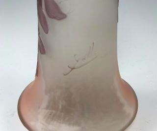 Signed Emile Galle French Art Glass Vase w/ Cameo Glass Wisteria Decoration 4