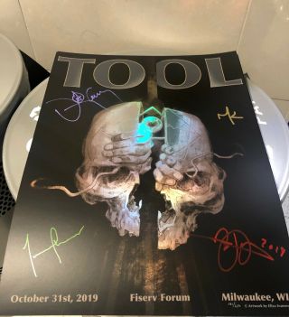 Tool Signed Halloween Poster Milwaukee Rainbow Foil Very Rare Fear Inoculum Tour