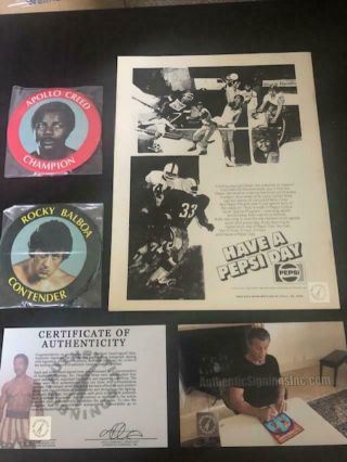 Carl Weathers & Sylvester Stallone Autographed Rocky Program Movie 1976 8
