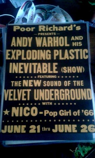 Andy Warhol Velvet Underground Nico Concert Flyer 1966 Chicago Poster Bg Aor