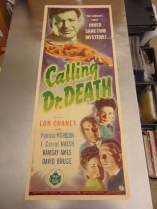 Lon Chaney Calling Dr.  Death Insert Movie Poster N2486