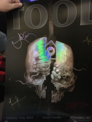Tool Halloween Milwaukee Rainbow Foil Concert Poster Signed By All Band Members