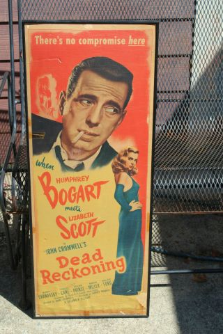 Vintage 1947 Movie Poster Dead Reckoning 36 " X14 " Humphrey Bogart Nr