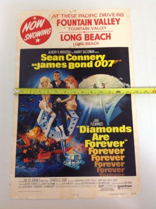 James Bond 007 Diamonds Are Forever Movie Poster Sean Connery Pacific Drive Ins