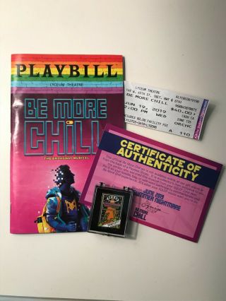 Be More Chill Broadway Squip Zone Pin June 2019 W/ Playbill & Ticket