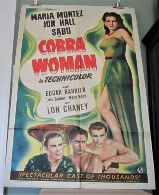 1944 Cobra Woman One - Sheet Poster Maria Montez Jon Hall Sabu Lon Chaney