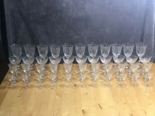 Vintage Fostoria Etched Glasses 44 Piece Set Goblets Wine Sherbet Water Cups