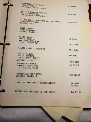 Jerry Lewis 1950 - 1970 ' s address phone book: Frank Sinatra,  Sammy Davis 9