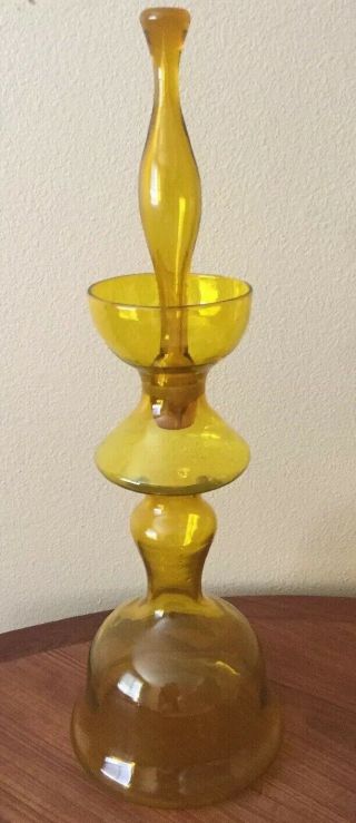 1959 Blenko Chess Piece Decanter Wayne Husted Architectural Jonquil Yellow Wow