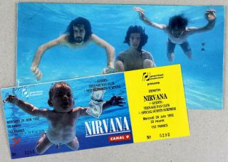 Nirvana - Mega Rare Full Unsued Paris 1992 Ticket And Invitation Folder