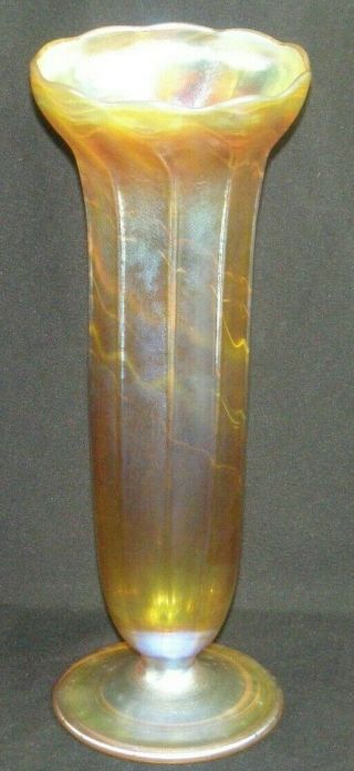 Antique Louis Comfort Tiffany Large 12.  5 " Favrile Iridescent Art Glass Vase