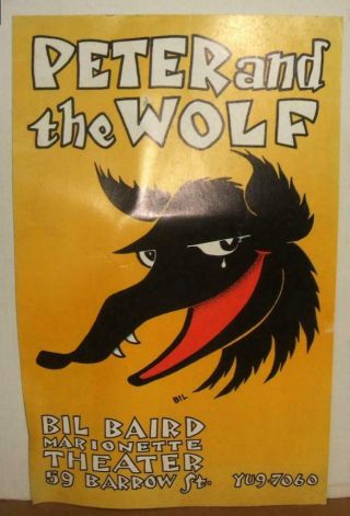 1960 - 80 Bil Baird Marionette Theater Peter And The Wolf Broadside Poster