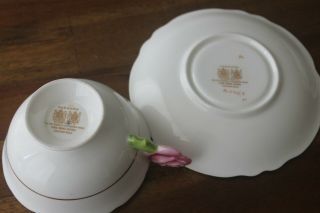 Paragon Cabbage Rose Handle Green Gold Teacup Tea Cup Saucer Flower Center 10