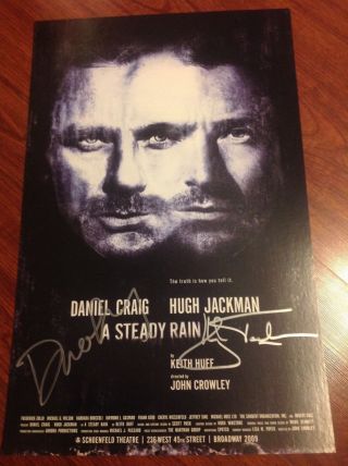 Steady Rain Signed Theater Poster Daniel Craig Hugh Jackman 007 Bond Full Sigs