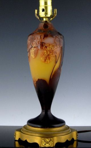 Stunning Large C1910 Authentic Signed Galle French Cameo Cut Art Glass Vase Lamp