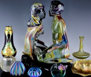 INCREDIBLE VERY LARGE DINO ROSIN CALCEDONIA MURANO YOUNG LOVERS GLASS SCULPTURE 11