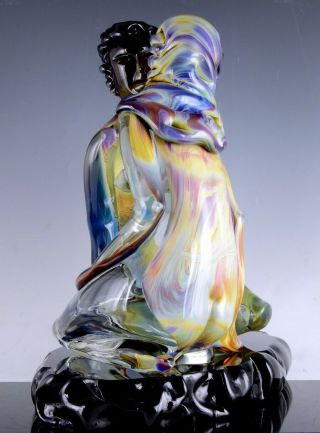INCREDIBLE VERY LARGE DINO ROSIN CALCEDONIA MURANO YOUNG LOVERS GLASS SCULPTURE 4