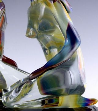 INCREDIBLE VERY LARGE DINO ROSIN CALCEDONIA MURANO YOUNG LOVERS GLASS SCULPTURE 6