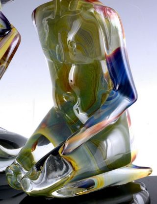INCREDIBLE VERY LARGE DINO ROSIN CALCEDONIA MURANO YOUNG LOVERS GLASS SCULPTURE 8