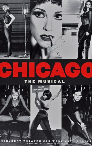 Chicago Broadway Window Card Signed By Bebe Neuwirth