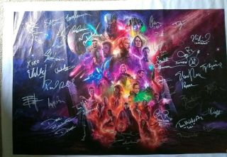 Avengers Endgame Cast Signed Canvas Hand Signed All 34 Cast Members Marvel